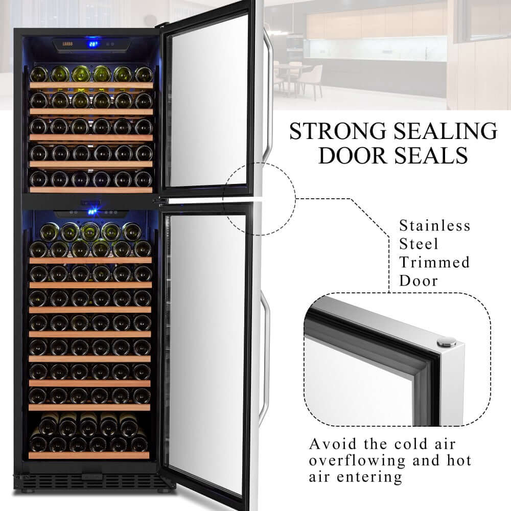 Lanbo 162 Bottle Dual Door Dual-Zone Wine Cooler