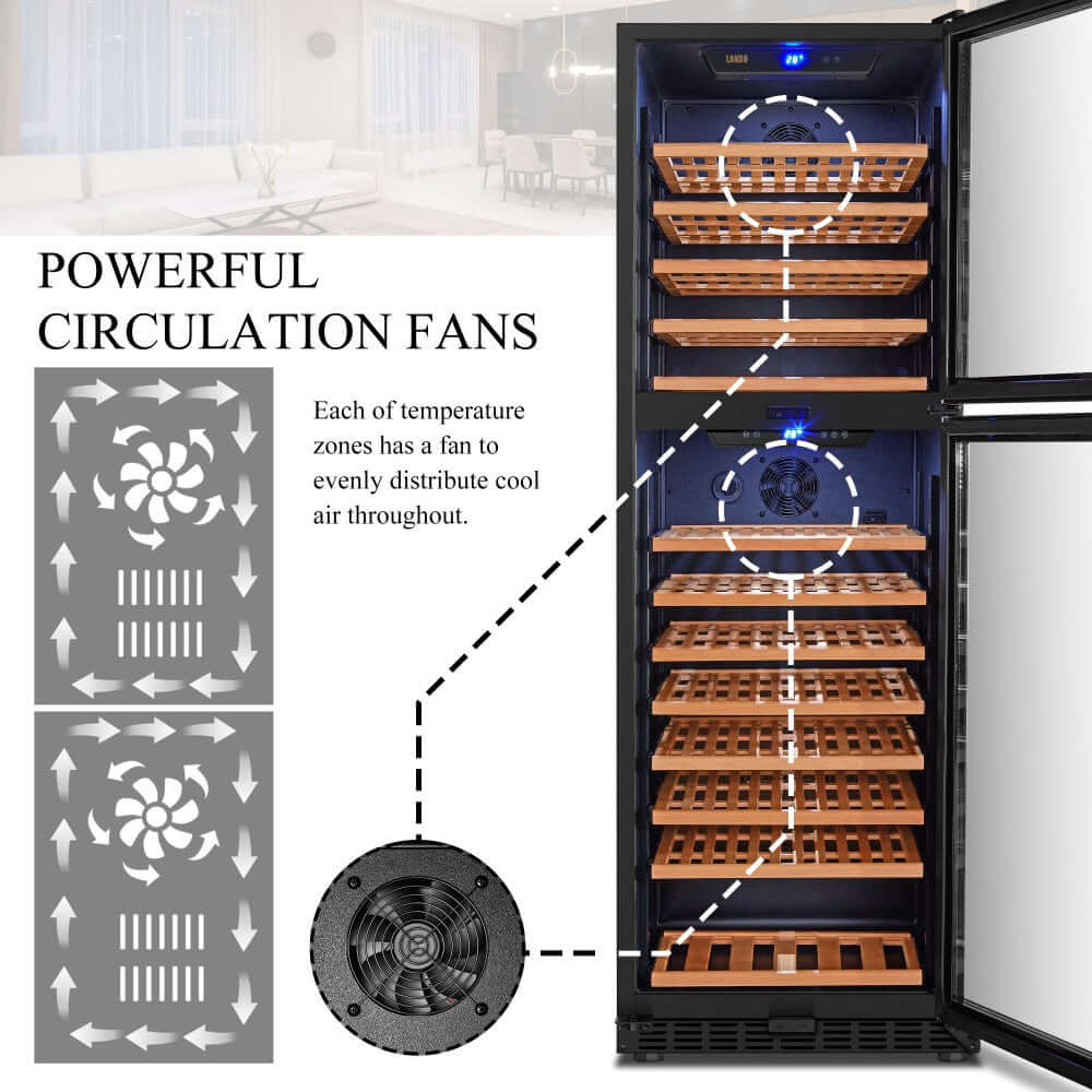 Lanbo 162 Bottle Dual Door Dual-Zone Wine Cooler