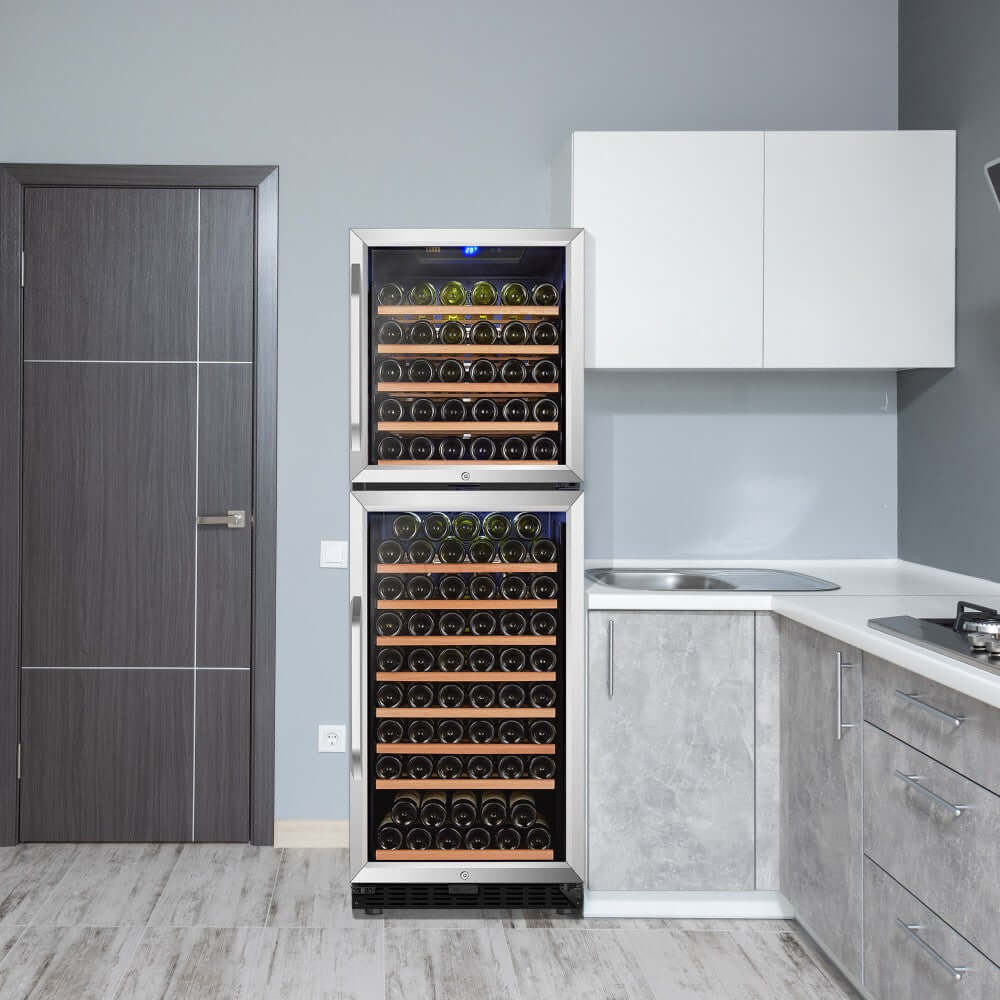 Lanbo 162 Bottle Dual Door Dual-Zone Wine Cooler