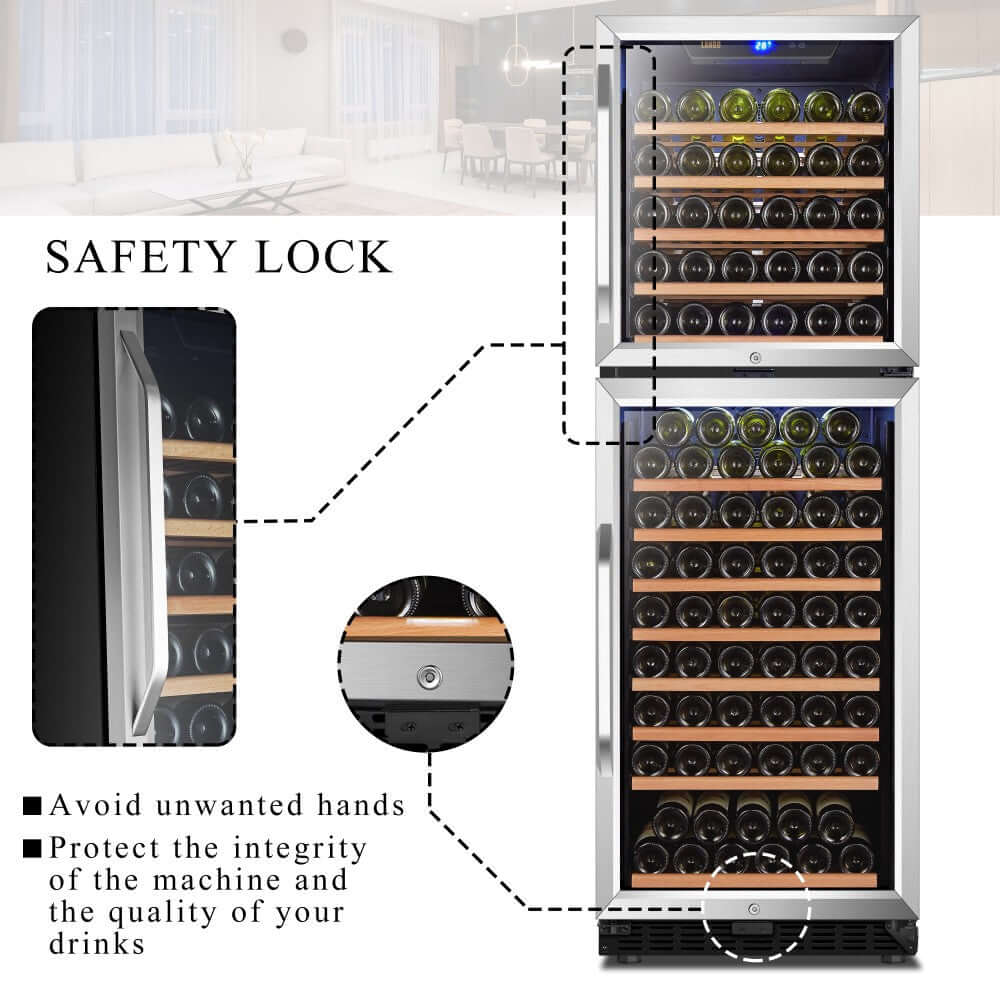 Lanbo 162 Bottle Dual Door Dual-Zone Wine Cooler