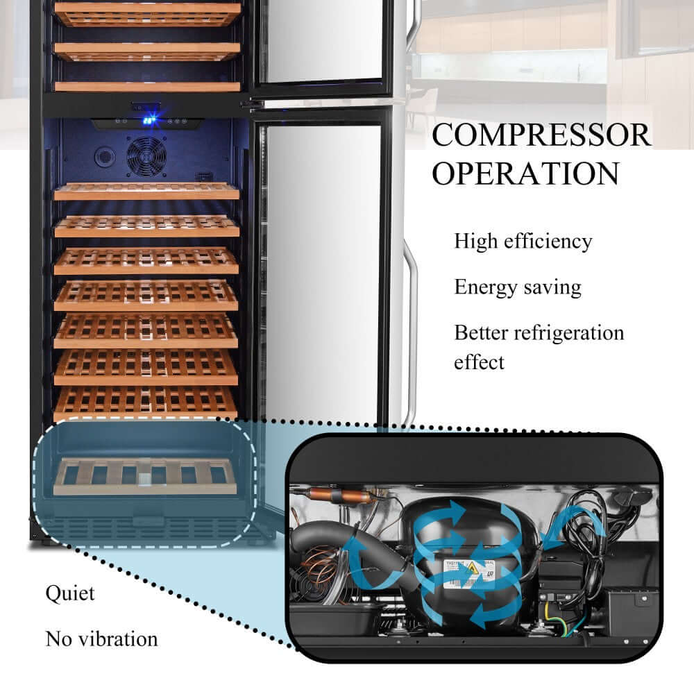 Lanbo 162 Bottle Dual Door Dual-Zone Wine Cooler