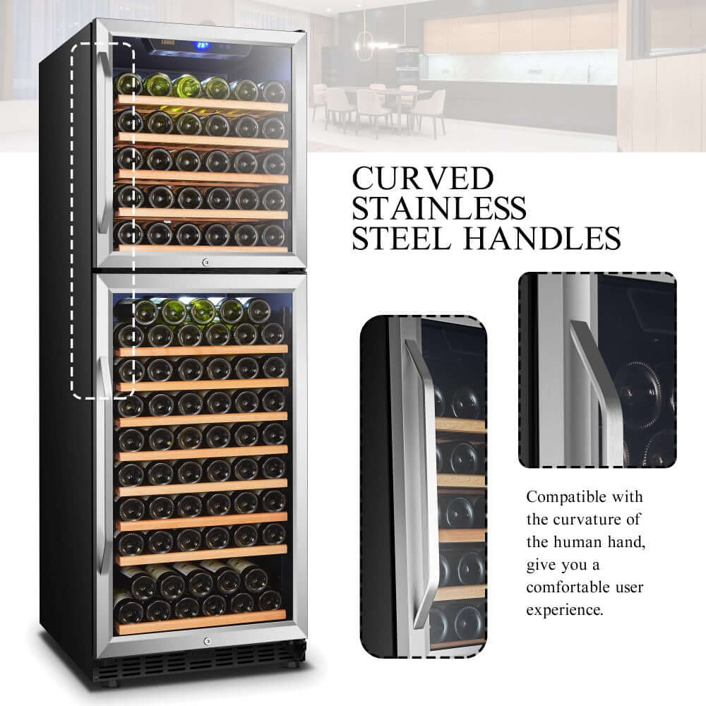 Lanbo 162 Bottle Dual Door Dual-Zone Wine Cooler
