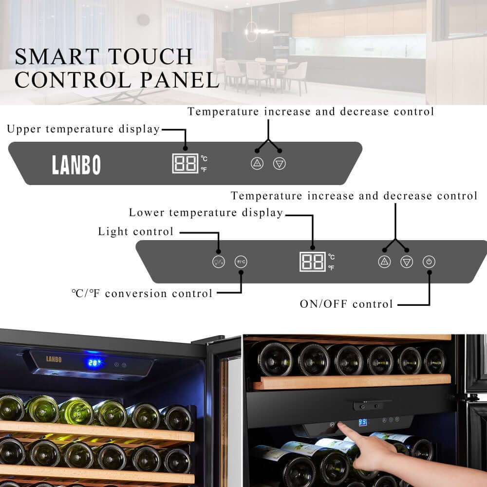 Lanbo 162 Bottle Dual Door Dual-Zone Wine Cooler