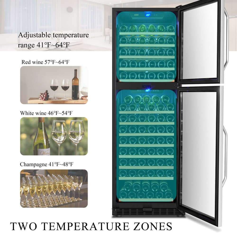Lanbo 162 Bottle Dual Door Dual-Zone Wine Cooler