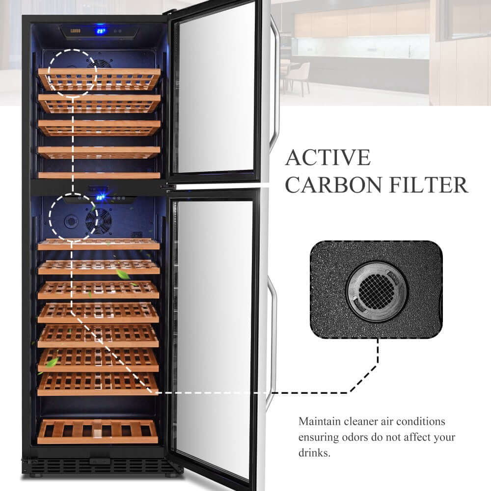 Lanbo 162 Bottle Dual Door Dual-Zone Wine Cooler