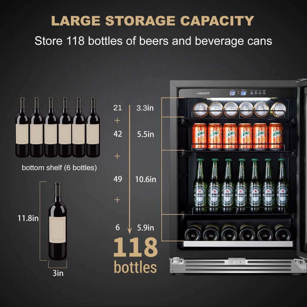 LanboPro 118 Cans Single Zone Beverage Refrigerator