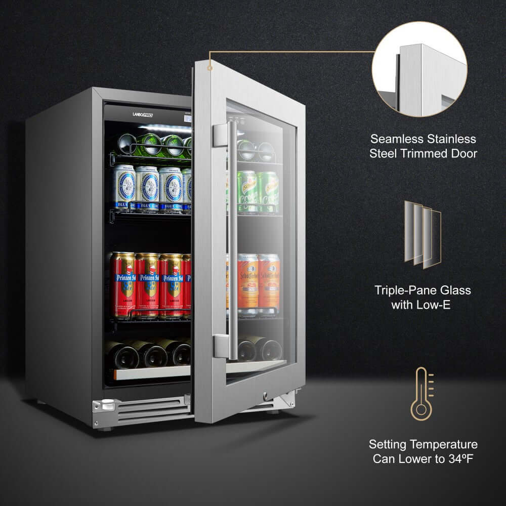 LanboPro 118 Cans Single Zone Beverage Refrigerator