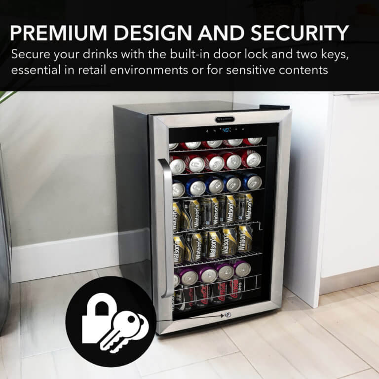 Whynter BR-1211DS 19″ 136 Can Freestanding Beverage Refrigerator cooler with Digital Control and Lock Stainless Steel