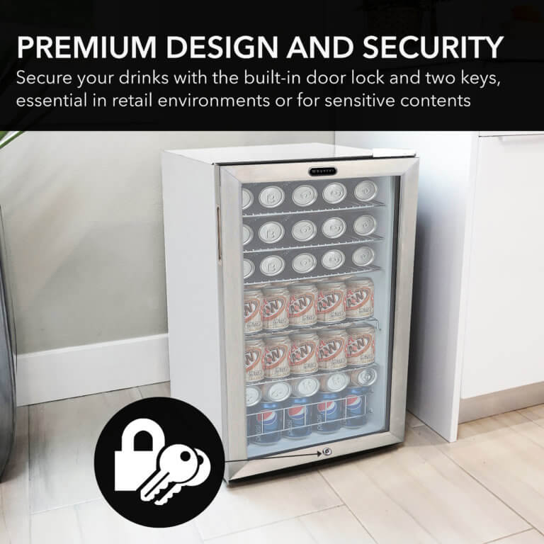 Whynter BR-128WS 17″ 127 Can Freestanding Beverage Refrigerator cooler with Lock Stainless Steel