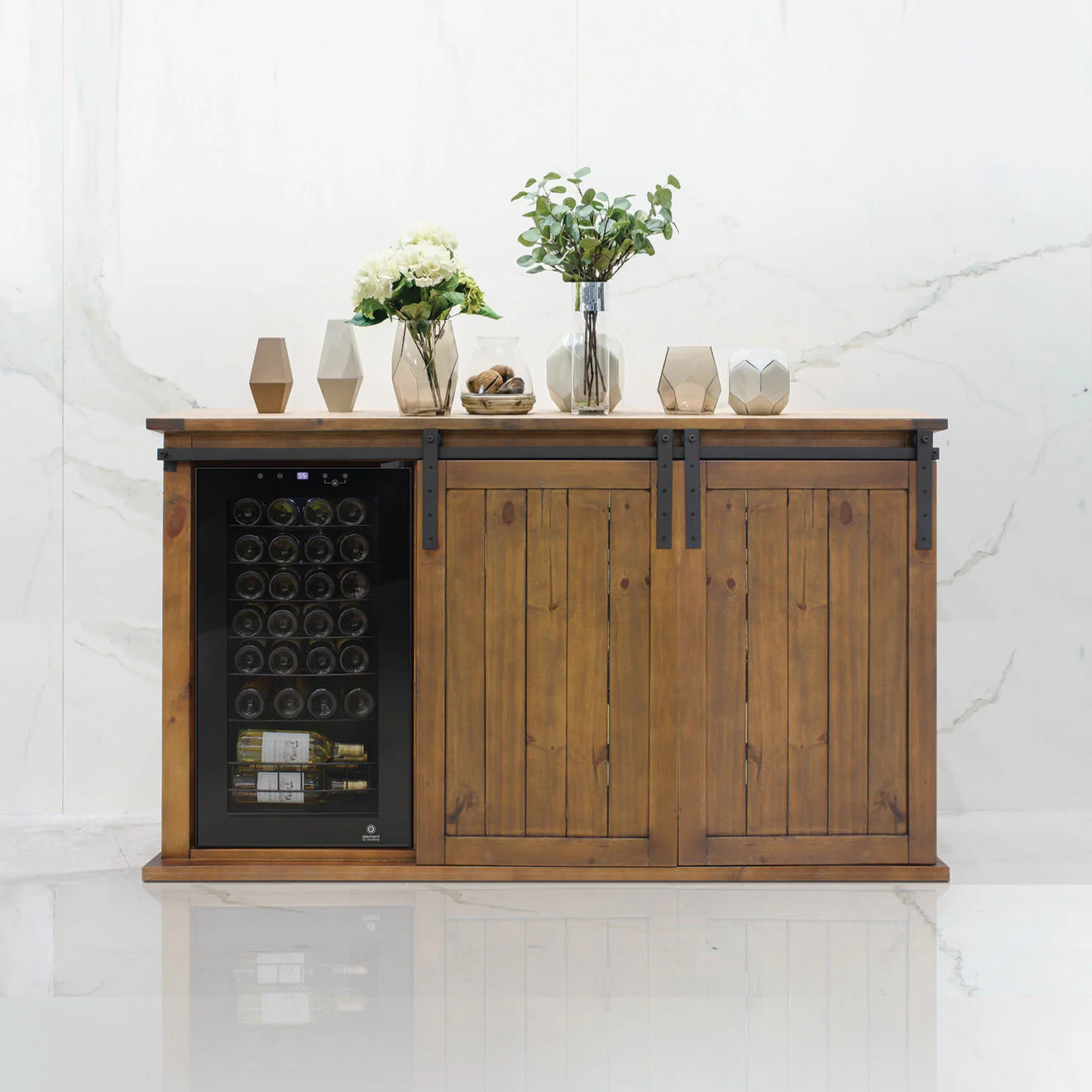 Vinotemp Rustic Wood Wine Cellar Credenza