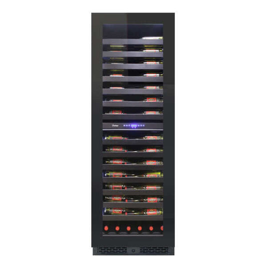 Vinotemp 126 Bottle Private Reserve Series Dual Zone Wine Cooler - front view with bottles