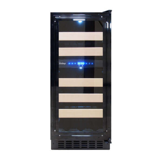 Vinotemp 28 Bottle Private Reserve Series Dual Zone Wine Cooler - front view door closed with bottles