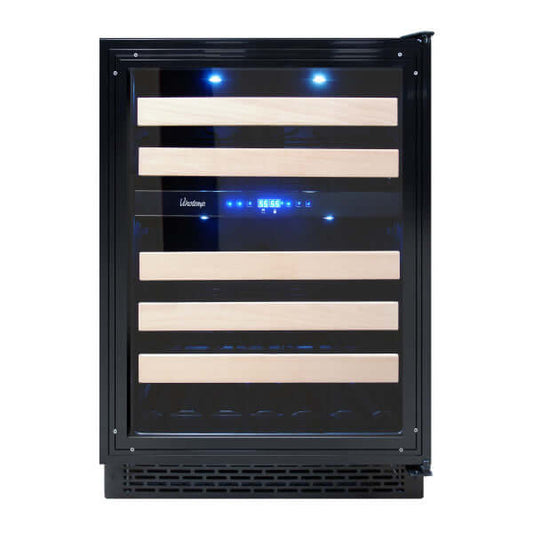Vinotemp 46 Bottle Private Reserve Series Dual Zone Wine Cooler - front view door closed without bottles