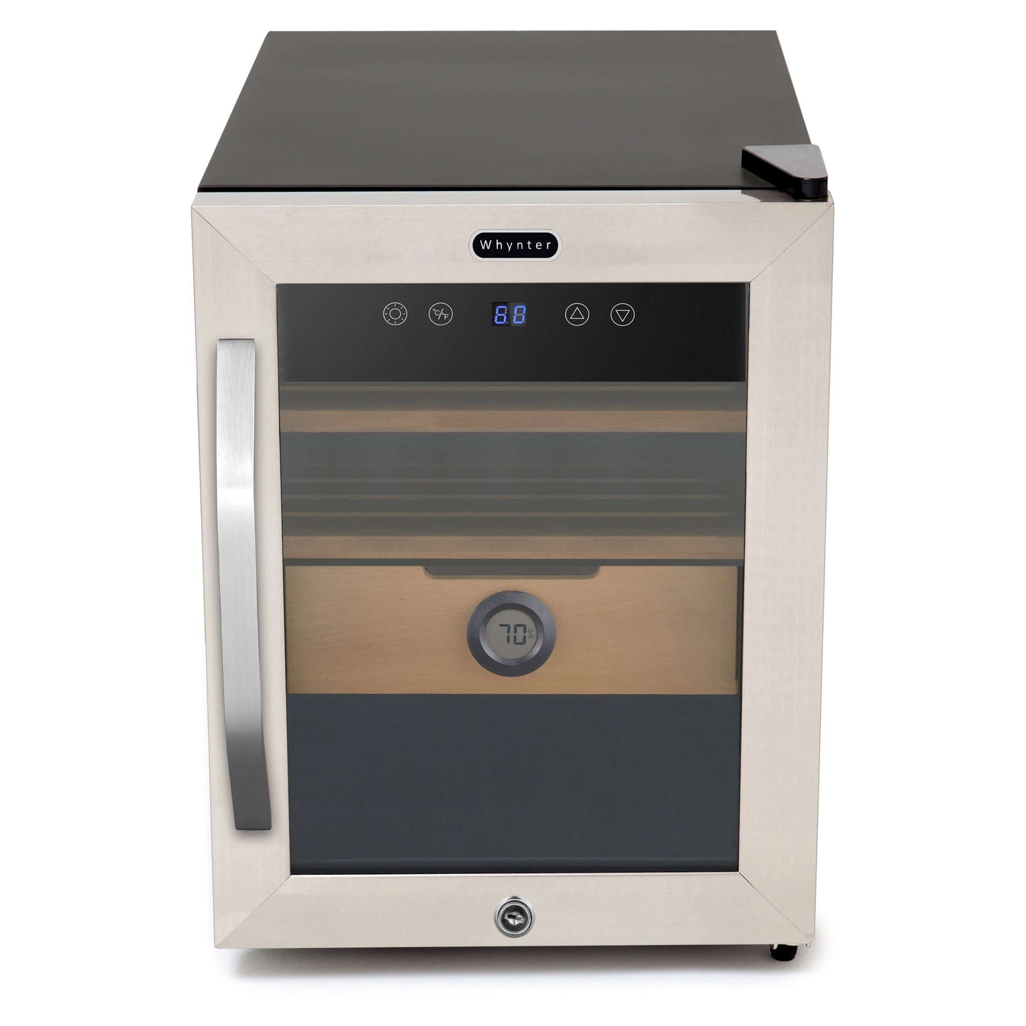 Whynter 1.2 cu. ft. Stainless Steel Digital Control and Display Cigar Humidor with Spanish Cedar Shelves