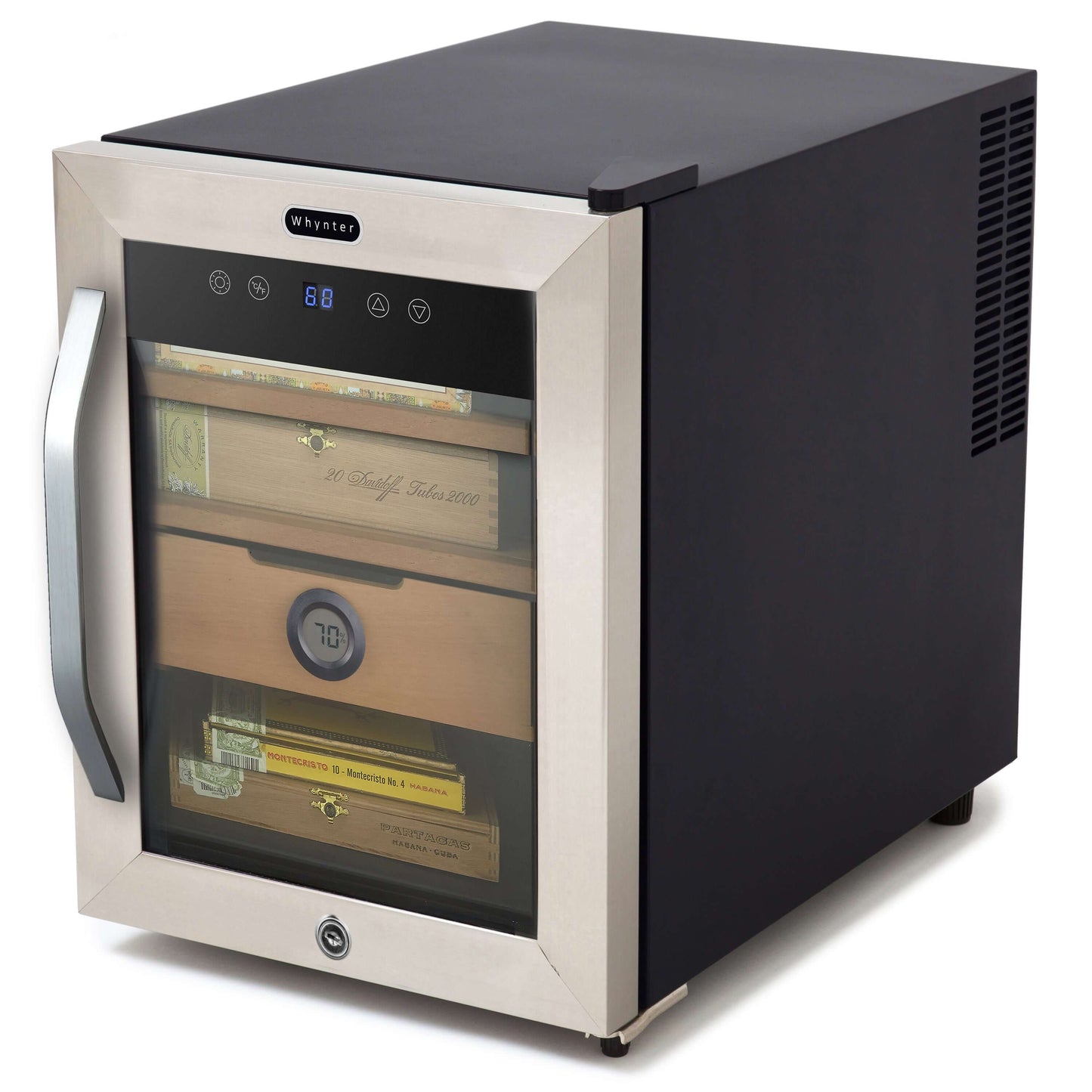 Whynter 1.2 cu. ft. Stainless Steel Digital Control and Display Cigar Humidor with Spanish Cedar Shelves