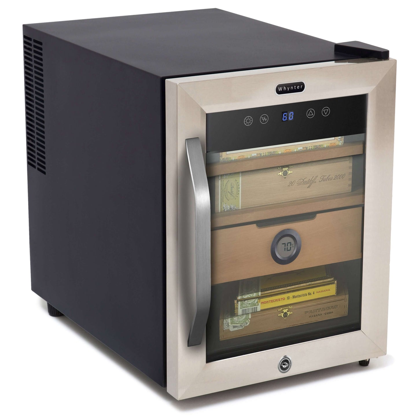 Whynter 1.2 cu. ft. Stainless Steel Digital Control and Display Cigar Humidor with Spanish Cedar Shelves