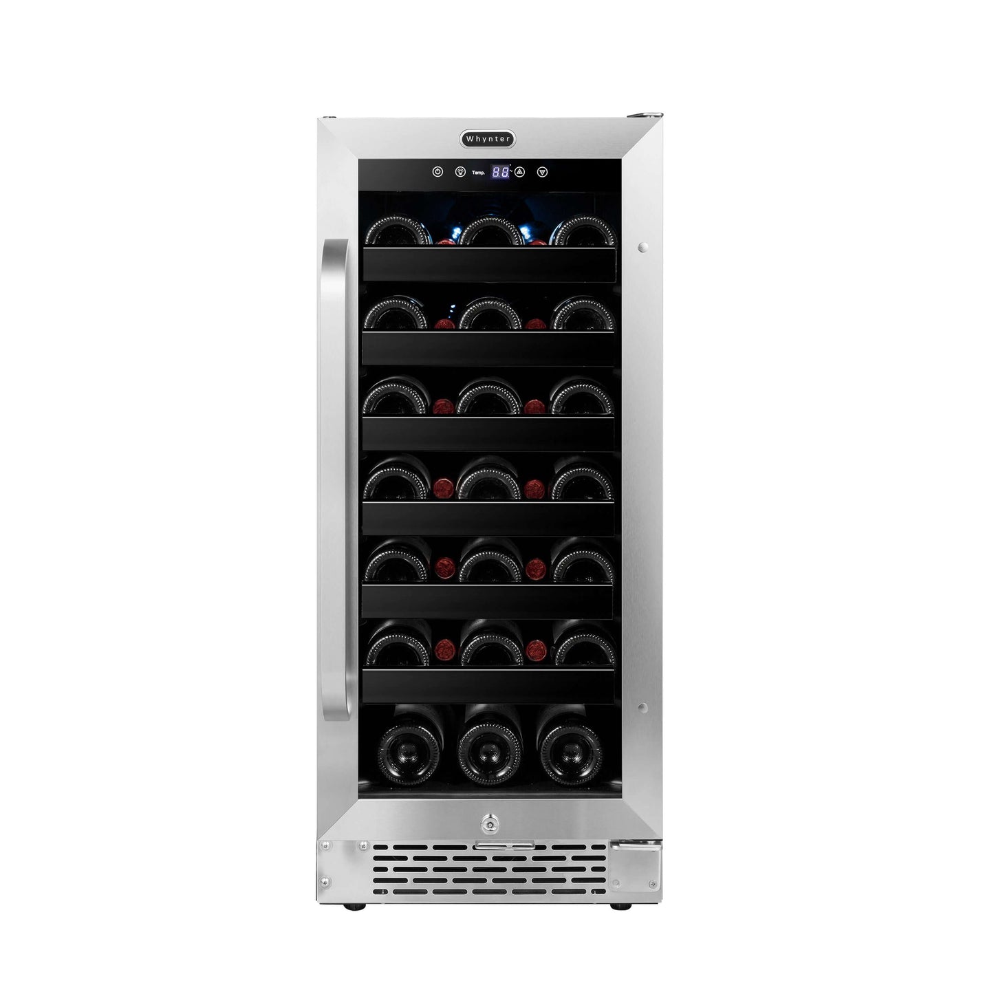 Buy a Whynter 15" Built-In 33 Bottle Under Counter Stainless Steel Wine Refrigerator with Reversible Door, Digital Control, Lock and Carbon Filter by Chilled Beverages