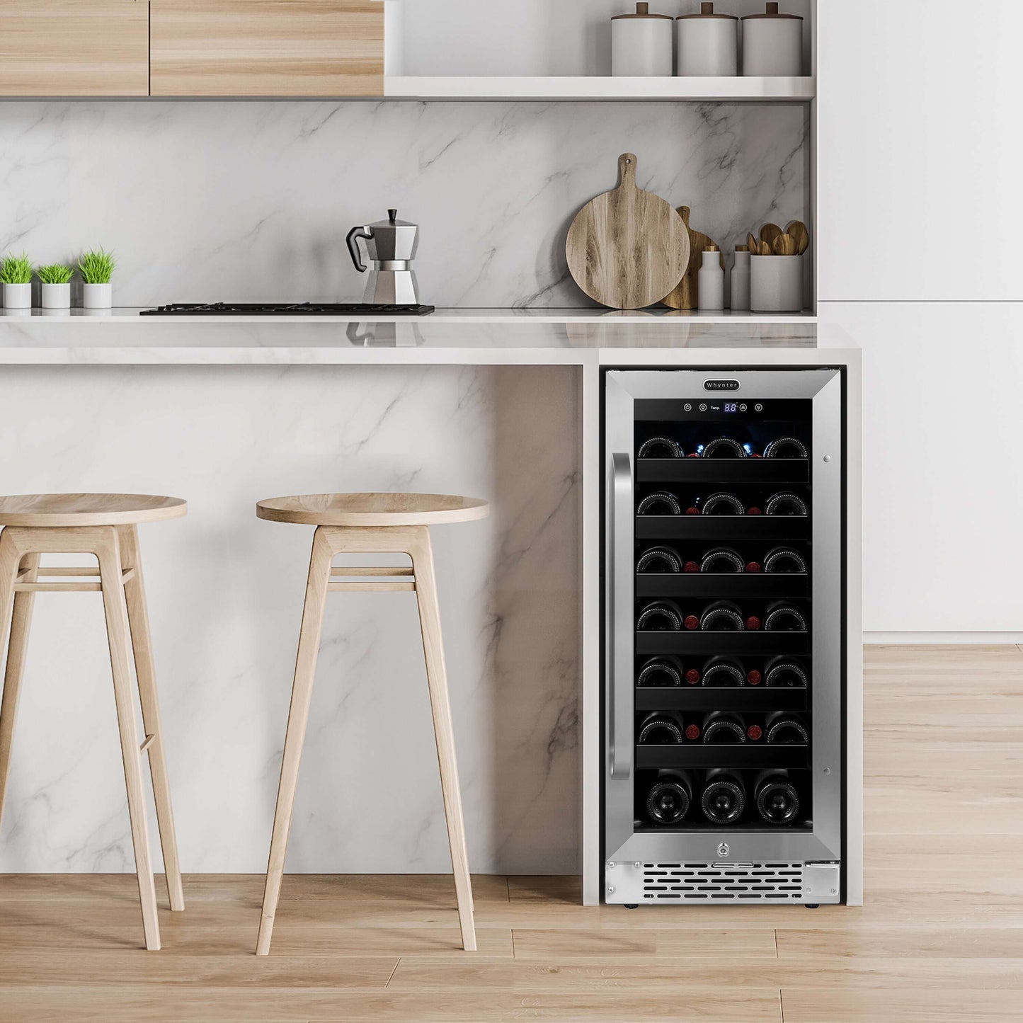 Buy a Whynter 15" Built-In 33 Bottle Under Counter Stainless Steel Wine Refrigerator with Reversible Door, Digital Control, Lock and Carbon Filter by Chilled Beverages