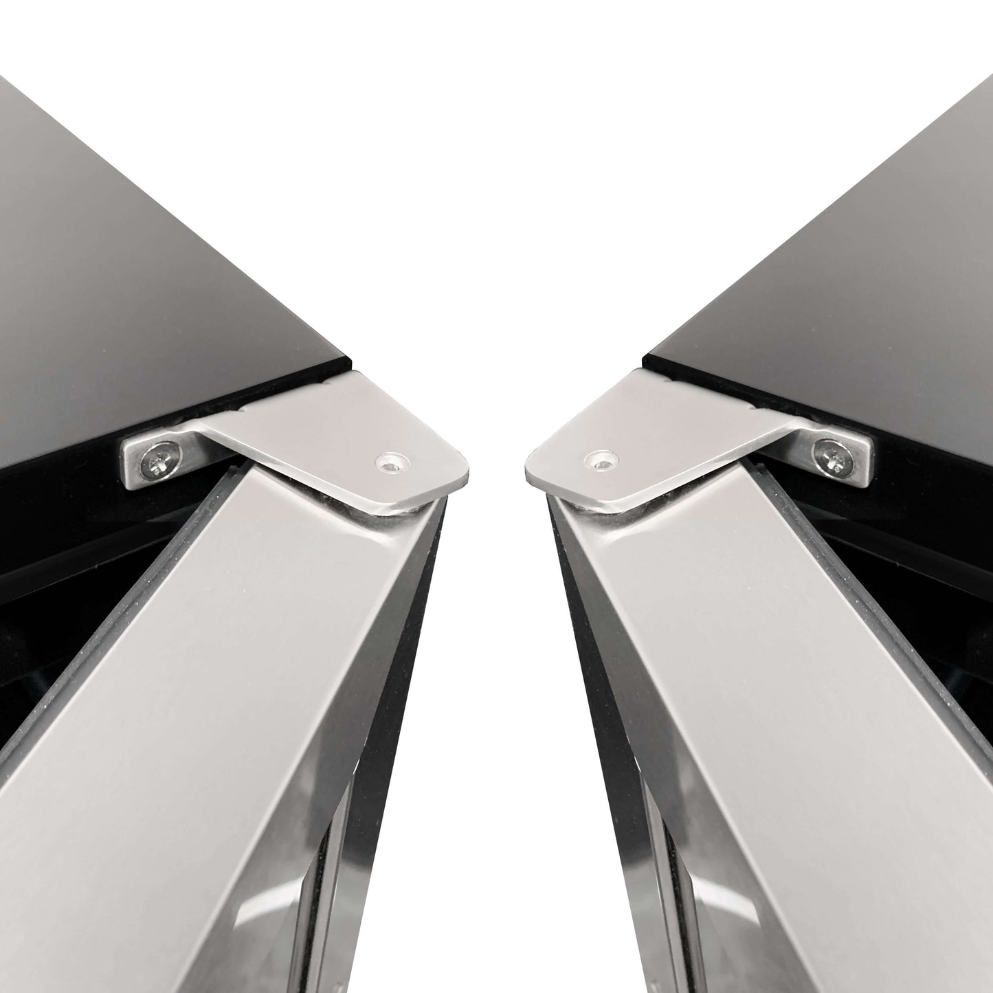 A close up of a black and silver metal box with a curved handlebar - Whynter 164 Bottle Built-in Stainless Steel Dual Zone Compressor Wine Refrigerator.