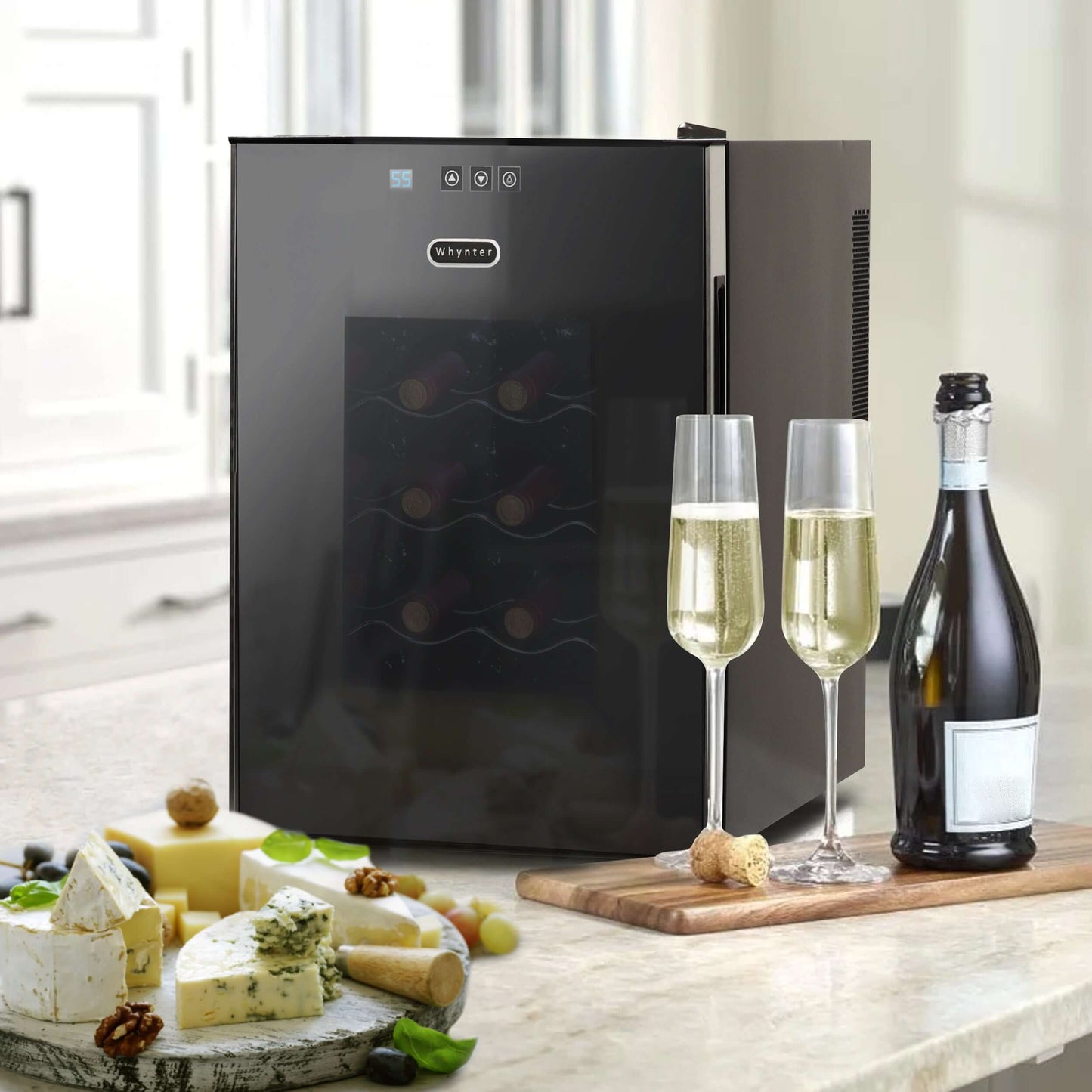 Whynter 20 Bottle Freestanding Thermoelectric Wine Cooler with Mirror Glass Door
