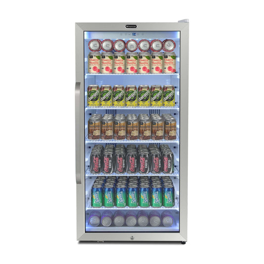 Whynter 231 Cans Freestanding 8.1 cu. ft. Stainless Steel Commercial Beverage Merchandiser Refrigerator with Superlit Door and Lock – White