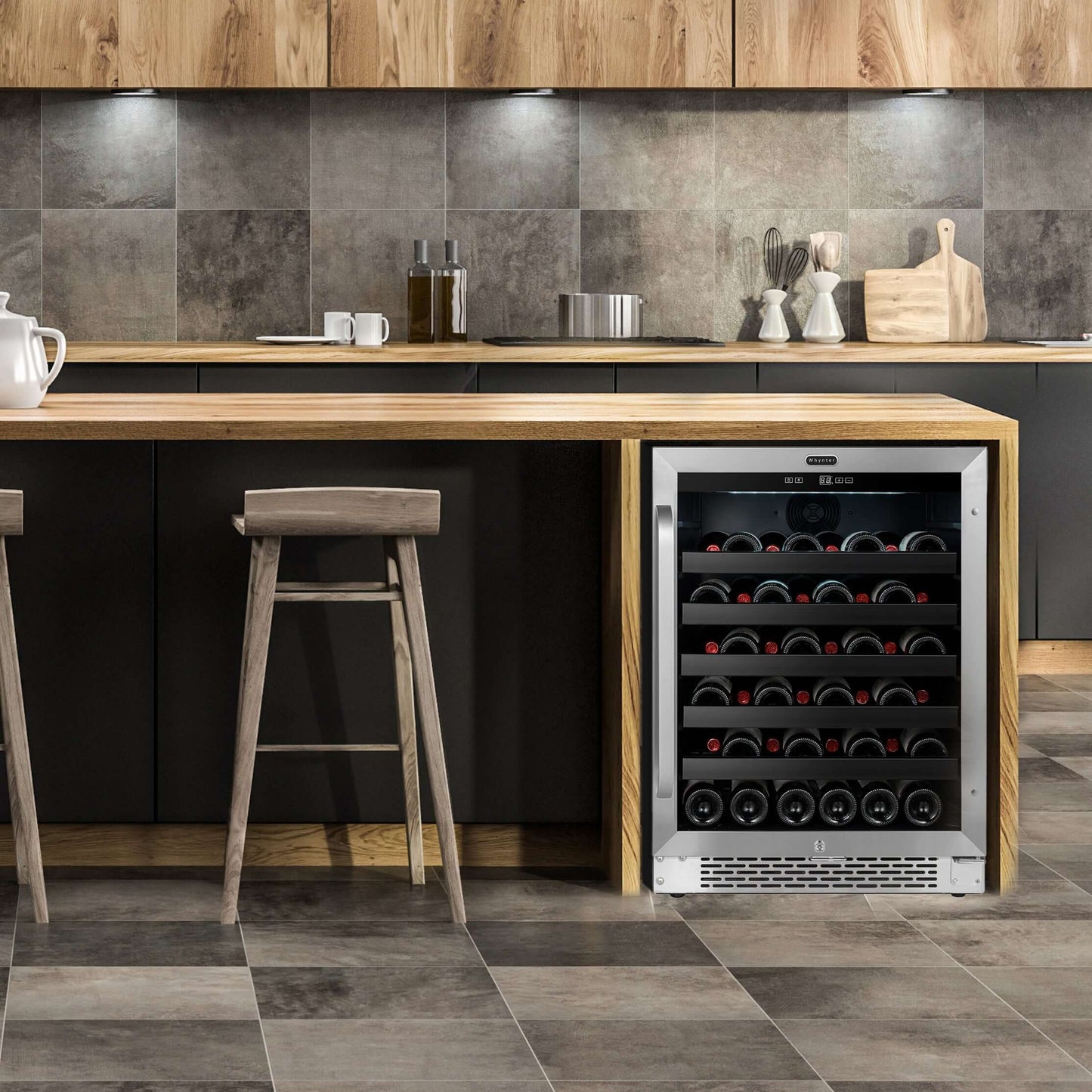 Buy a Whynter 24" Built-In 46 Bottle Under Counter Stainless Steel Wine Refrigerator with Reversible Door, Digital Control, Lock and Carbon Filter by Chilled Beverages