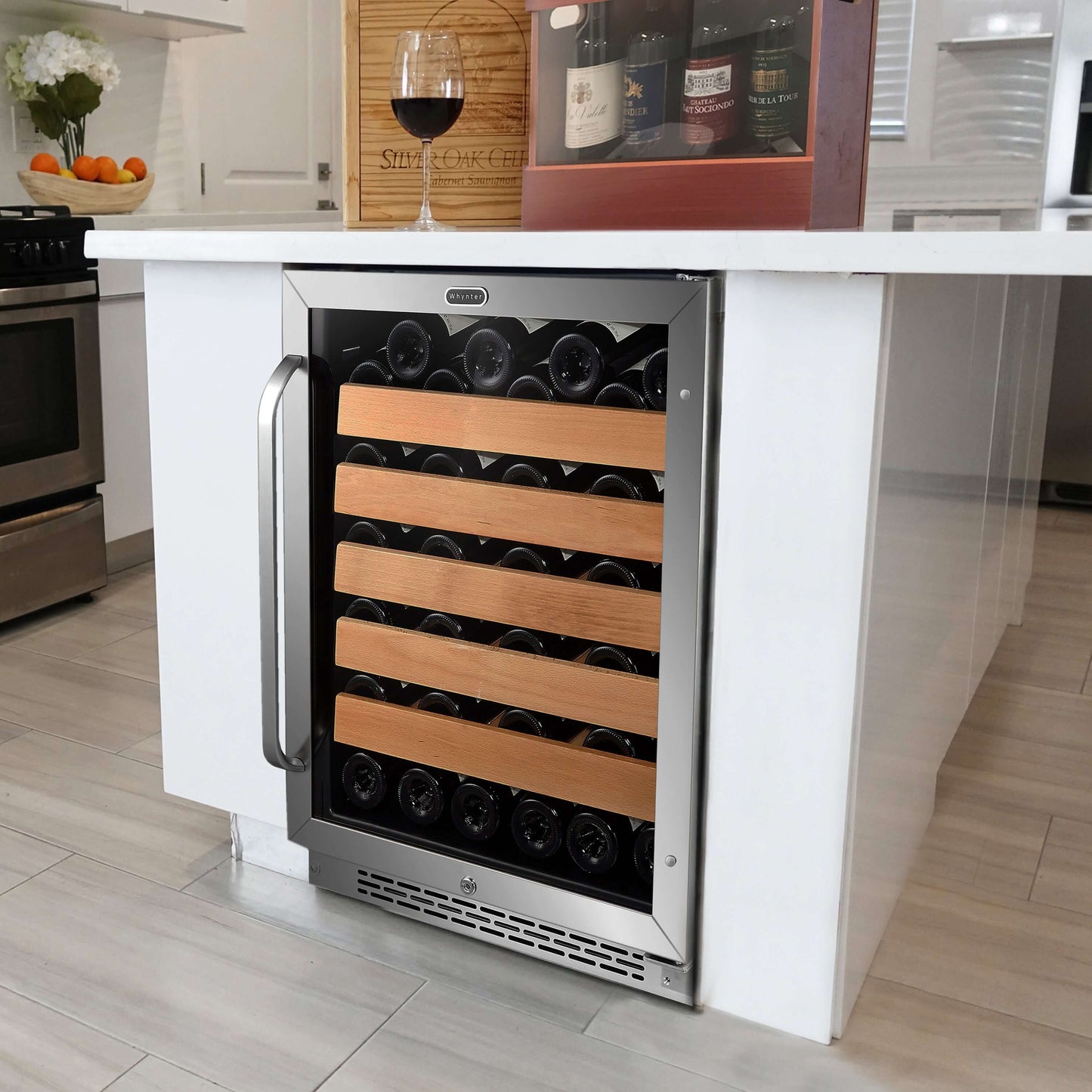 Buy a Whynter 24" Built-In Stainless Steel 54 Bottle Wine Refrigerator Cooler by Chilled Beverages
