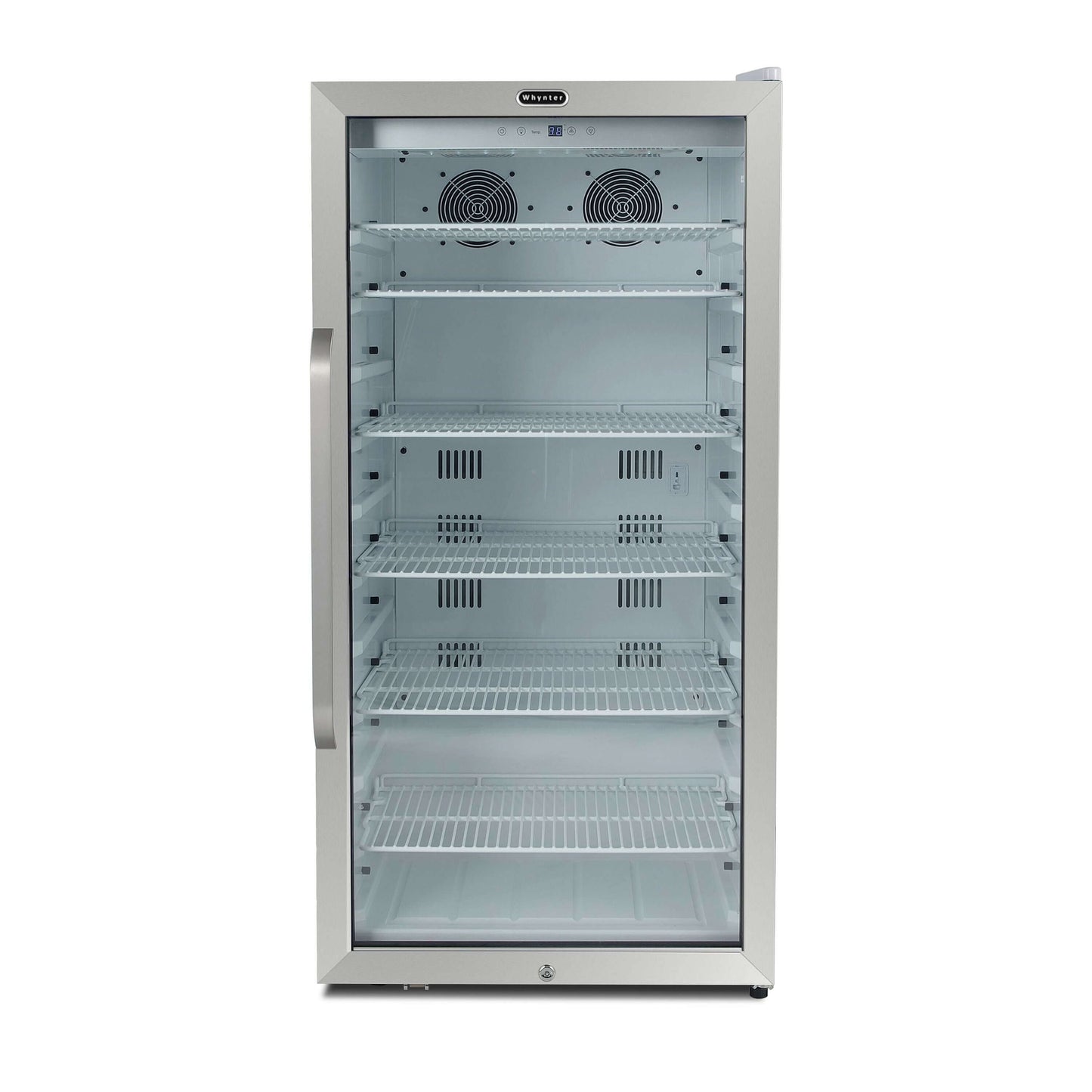 Whynter 308 Cans Freestanding 10.6 cu. ft. Stainless Steel Commercial Beverage Merchandiser with Superlit Door and Lock -White
