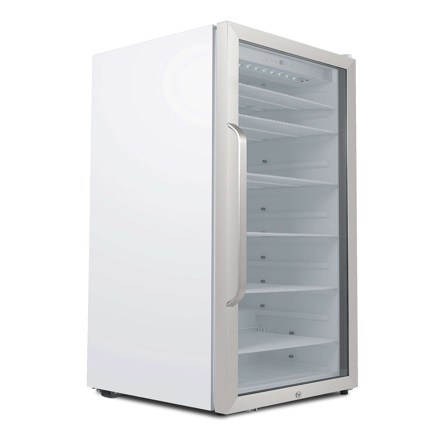 Whynter 308 Cans Freestanding 10.6 cu. ft. Stainless Steel Commercial Beverage Merchandiser with Superlit Door and Lock -White