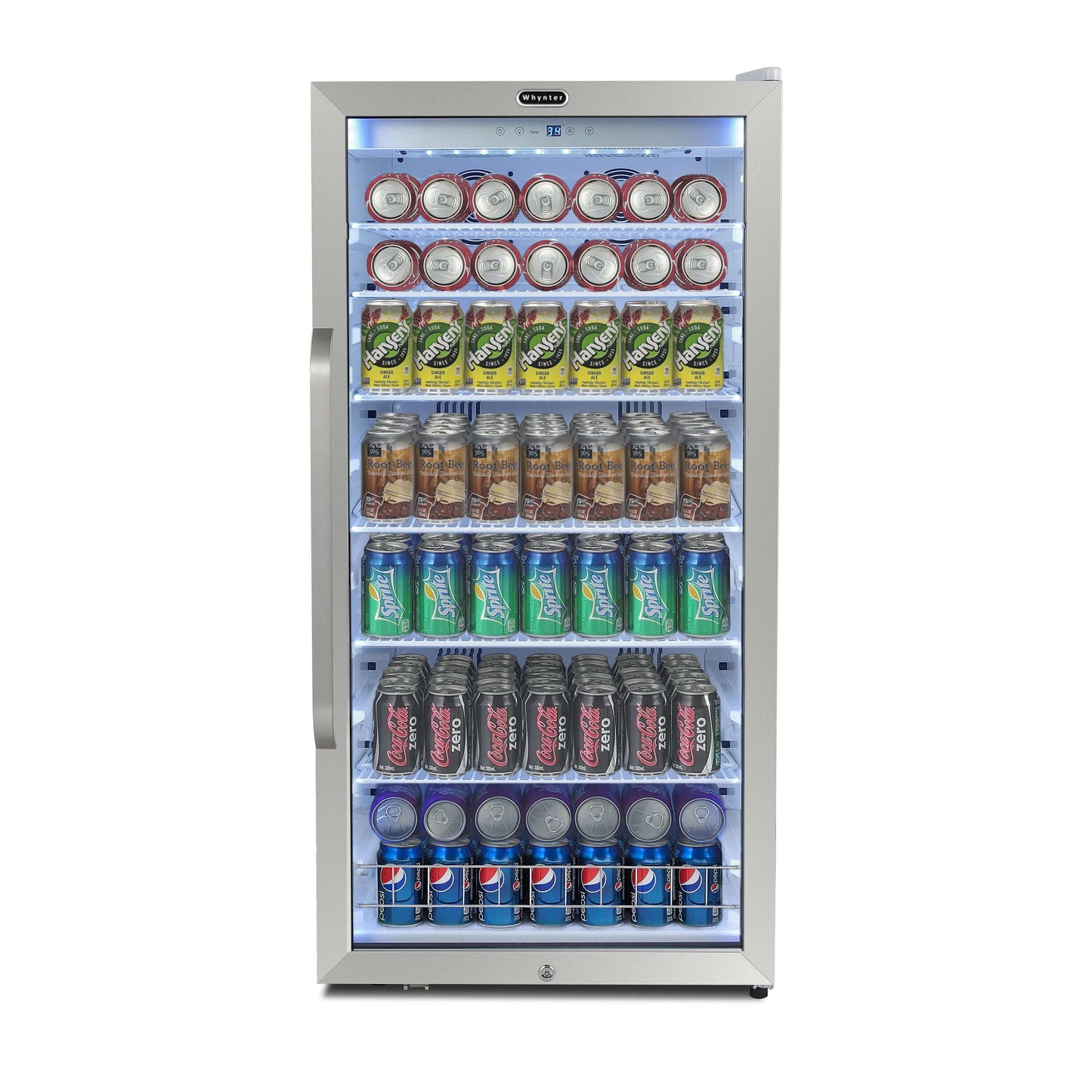 Whynter 308 Cans Freestanding 10.6 cu. ft. Stainless Steel Commercial Beverage Merchandiser with Superlit Door and Lock -White