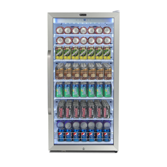Whynter 308 Cans Freestanding 10.6 cu. ft. Stainless Steel Commercial Beverage Merchandiser with Superlit Door and Lock -White
