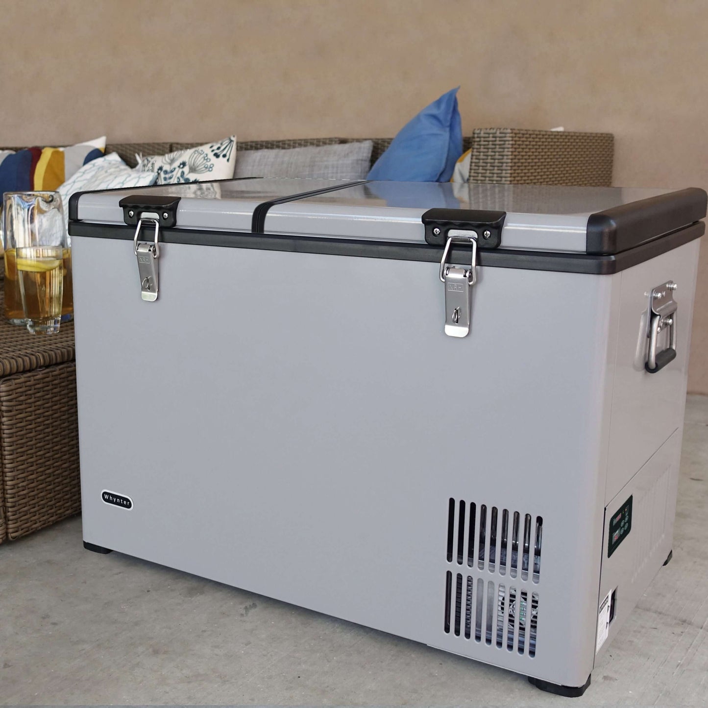 Buy a Whynter 90 Quart Dual Zone Portable Fridge/ Freezer with 12v Option and Wheels by Chilled Beverages