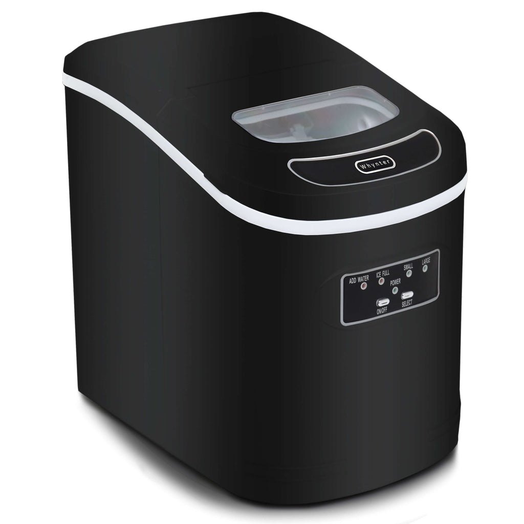 A compact and affordable portable ice maker that produces up to 27 lbs of bullet-shaped ice per day. No plumbing required.