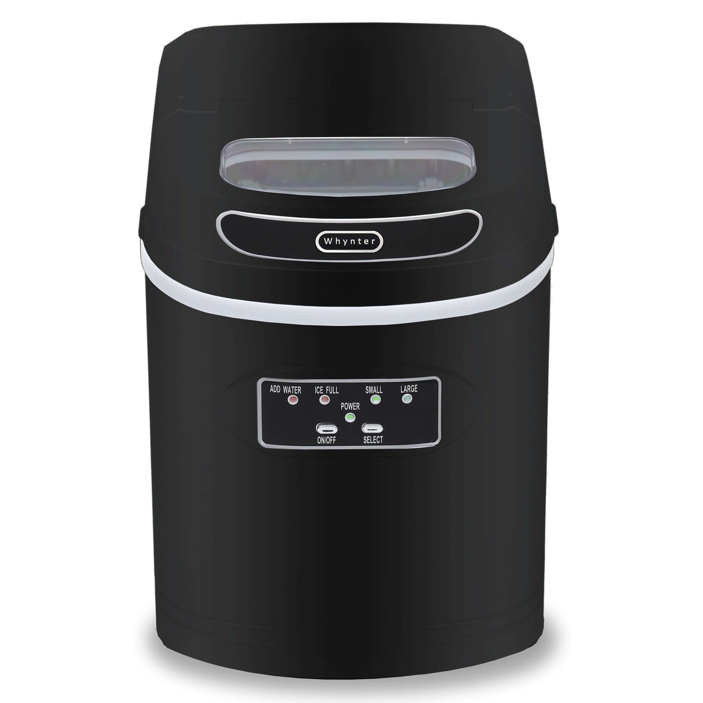 A compact portable ice maker that produces up to 27 lbs of bullet-shaped ice cubes per day. No plumbing required. Choose between small or large ice sizes.