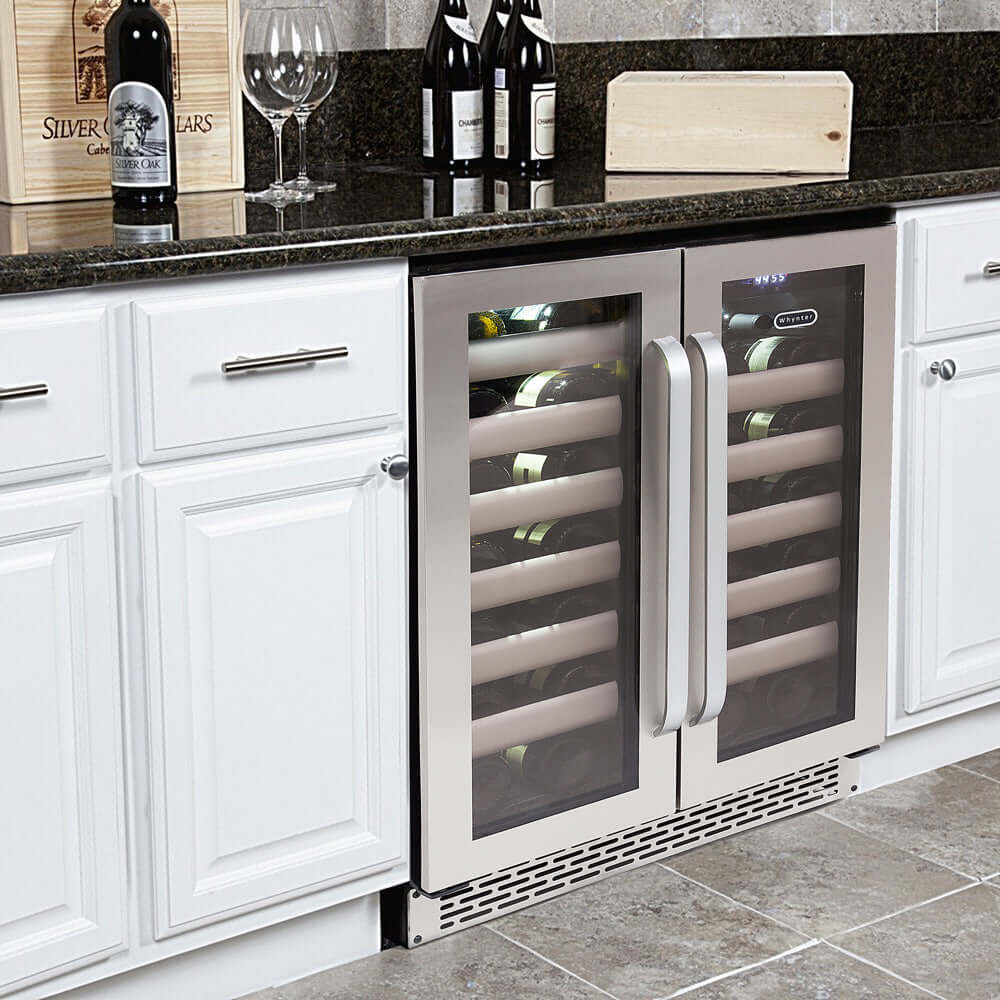 Buy a Whynter Elite 40 Bottle Seamless Stainless Steel Door Dual Zone Built-in Wine Refrigerator by Chilled Beverages