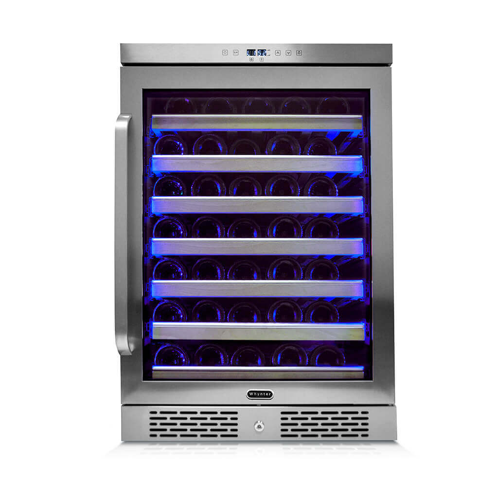 Buy a Whynter Elite Spectrum Light Show 54 Bottle Stainless Steel 24 inch Built-in Wine Refrigerator by Chilled Beverages