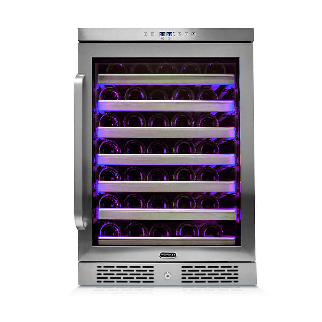 Buy a Whynter Elite Spectrum Light Show 54 Bottle Stainless Steel 24 inch Built-in Wine Refrigerator by Chilled Beverages