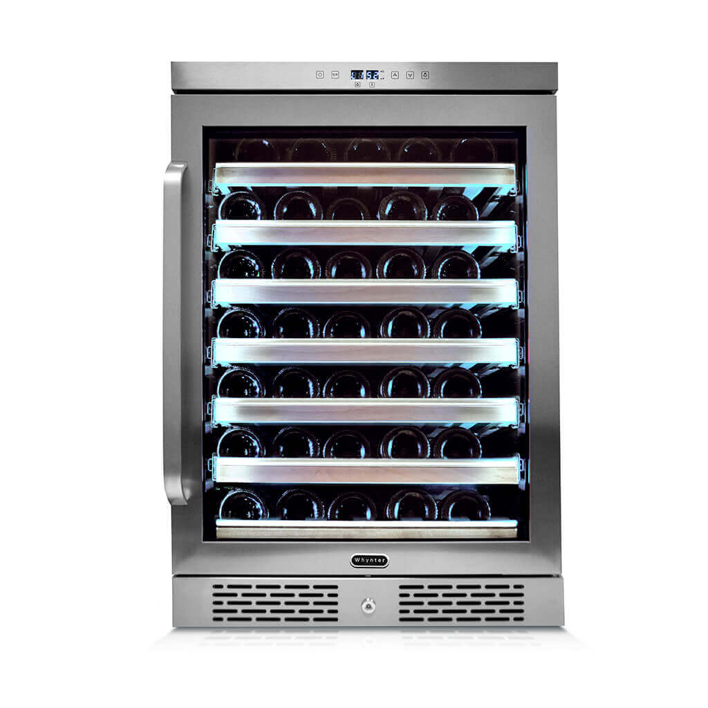 Buy a Whynter Elite Spectrum Light Show 54 Bottle Stainless Steel 24 inch Built-in Wine Refrigerator by Chilled Beverages