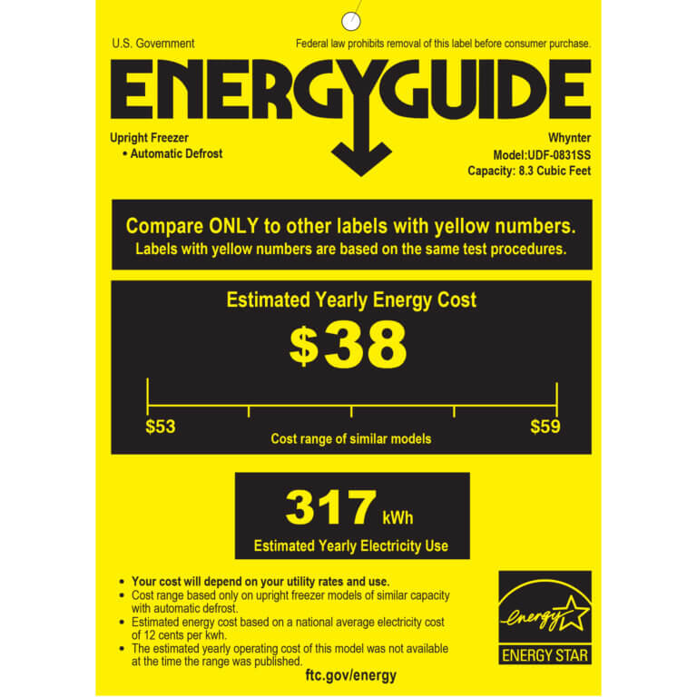 Whynter UDF-0831SS/UDF-0831SSa 8.3 cu.ft. Energy Star Digital Upright Stainless Steel Deep Freezer/Refrigerator