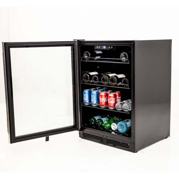 Avanti 133 Can Beverage Center Cooler W/ Black Cabinet - front view with door open