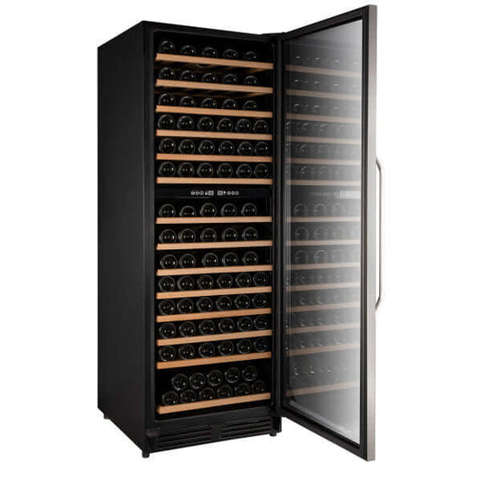 Avanti 148 Bottle Dual Zone Freestanding Wine Cooler with Wood Accent Shelving