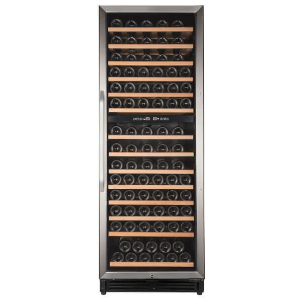 Avanti 148 Bottle Dual Zone Freestanding Wine Cooler with Wood Accent Shelving