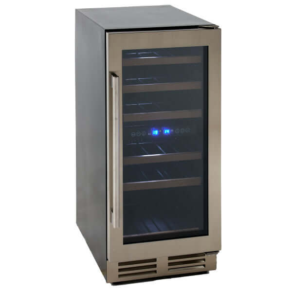 Avanti 28 Bottle Designer Series Wine Cooler with Wood Accent Shelving