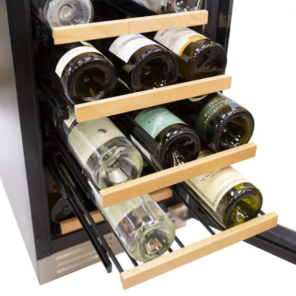 Avanti 28 Bottle Designer Series Wine Cooler with Wood Accent Shelving