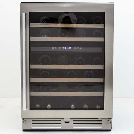 Avanti 46 Bottle Elite Series Dual Zone Wine Cooler with Wood Accent Shelving