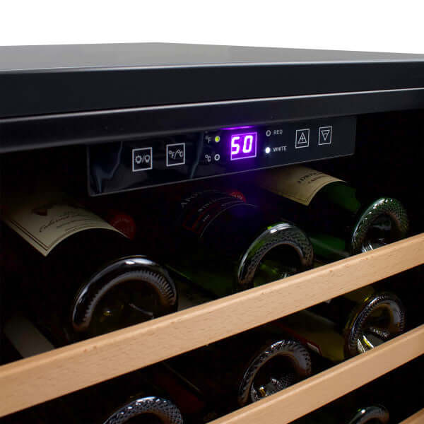 Avanti 51 Bottle Single Zone Freestanding Wine Cooler with Wood Accent Shelving