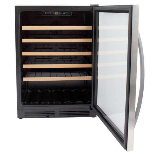 Avanti 51 Bottle Single Zone Freestanding Wine Cooler with Wood Accent Shelving