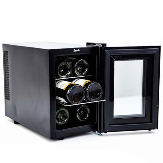 Avanti 6 Bottle Freestanding Wine Cooler in Brushed Metal