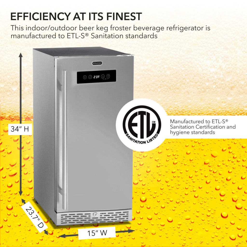 Whynter 15″ Built-in 2.9 cu. ft. Beer Keg Froster Beverage Refrigerator with Digital Controls