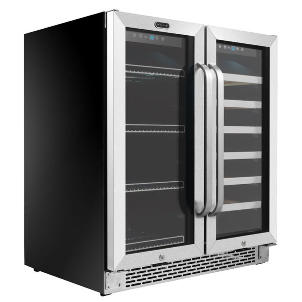 Whynter BWB-3388FDS/BWB-3388FDSa 30″ Built-In French Door Dual Zone 33 Bottle Wine Refrigerator 112 Can Beverage Center